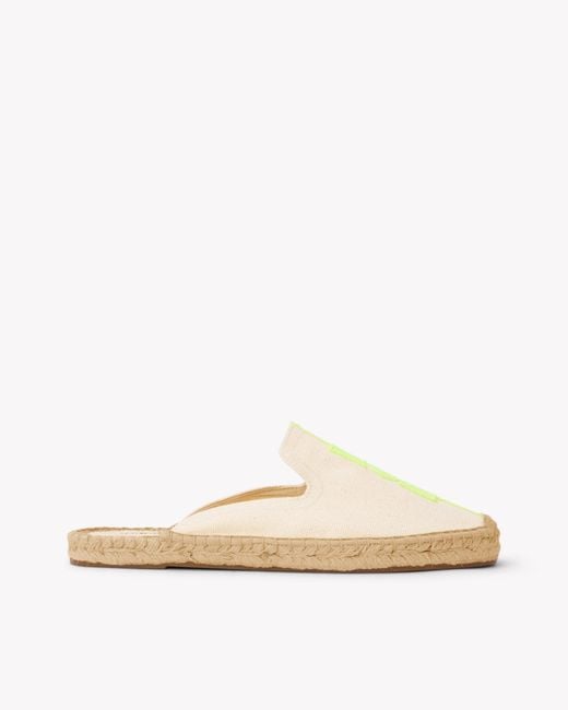 Soludos White Smoking Mule Espadrille | Embroidery | Molyan Neon Yellow - Natural Undyed