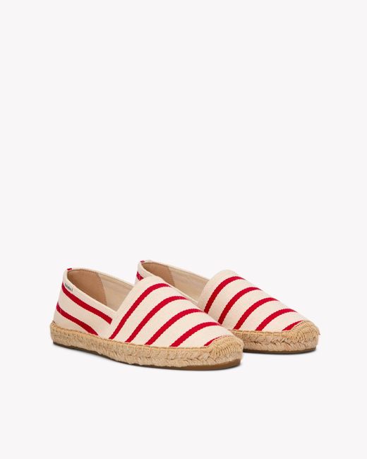 Soludos Pink The Original Espadrille - Classic Stripes - Ivory / Red