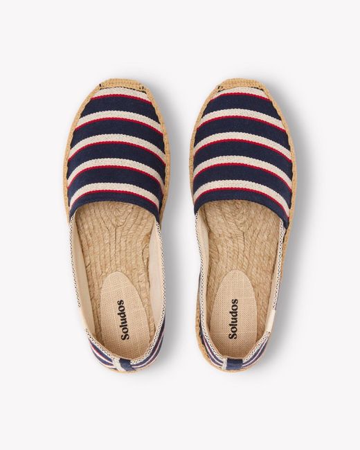 Soludos Blue Original Espadrille | Woven Stripe | Classic - Navy - Ivory - Red
