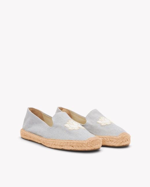 Soludos Smoking Espadrille | Embroidery | White Lotus - Dolphin Blue