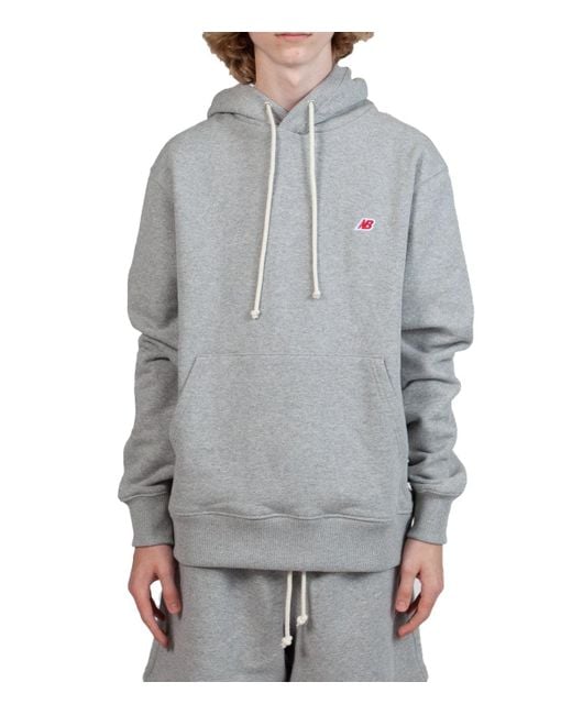 New Balance Cotton Made In Usa Core Hoodie Grey in Oatmeal Heather