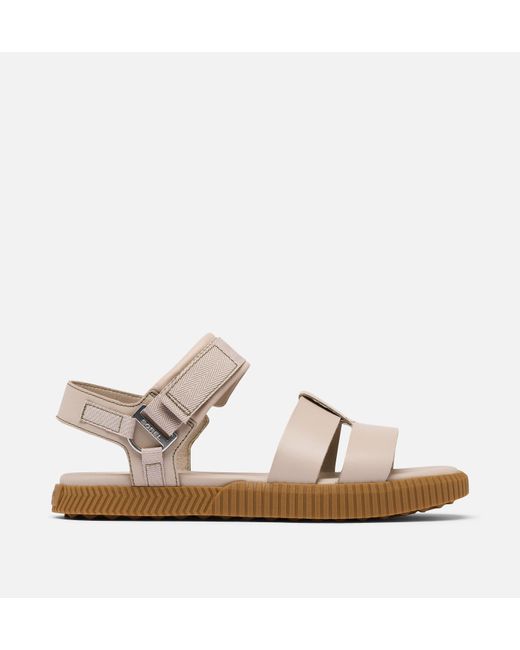 Sorel Brown Ona Ave Ankle Strap Flat Sandal