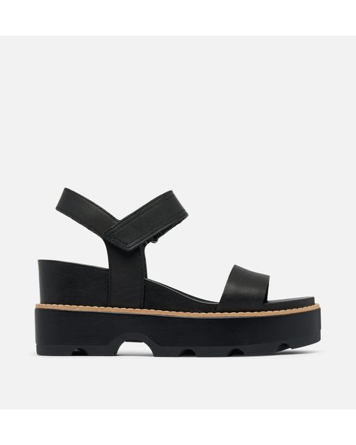 Sorel Black Joanie Iv Y Strap Wedge Sandal