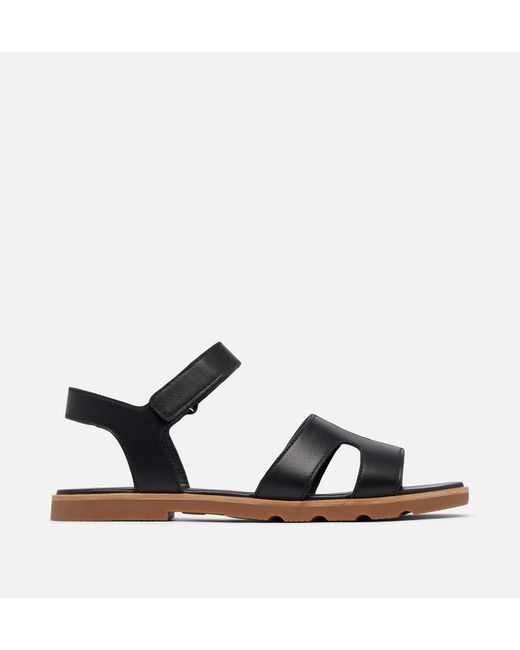 Sorel Black Ella Iii Ankle Strap Flat Sandal