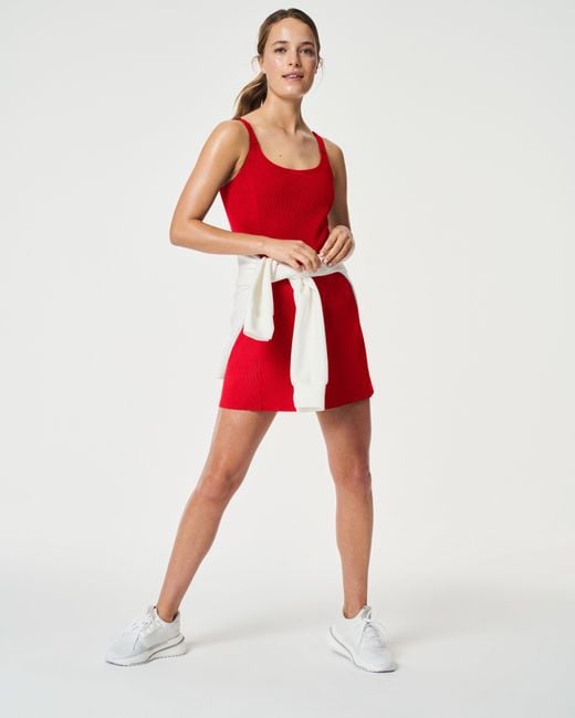 Spanx Booty Boost® Ribbed Dress in Red | Lyst