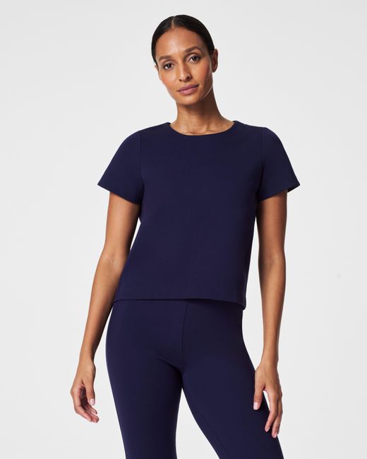 Spanx Blue The Perfect Pleated Back Top