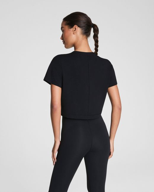 Spanx Black Outpace Cropped T-Shirt