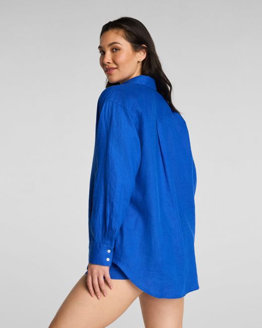 Spanx Blue Beach Button Down