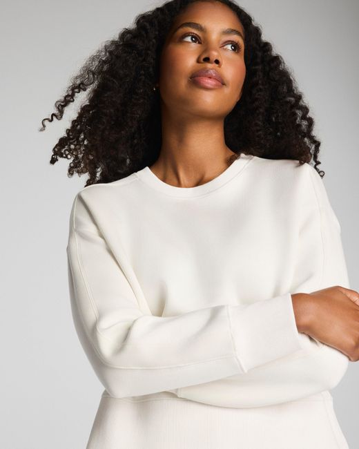 Spanx White Airessentials Luxe Crewneck Long Sleeve Top