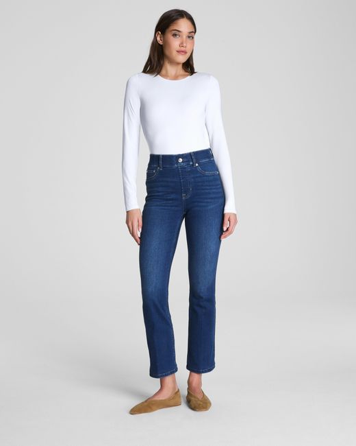 Spanx White Smooth Jersey Crewneck Long Sleeve Top