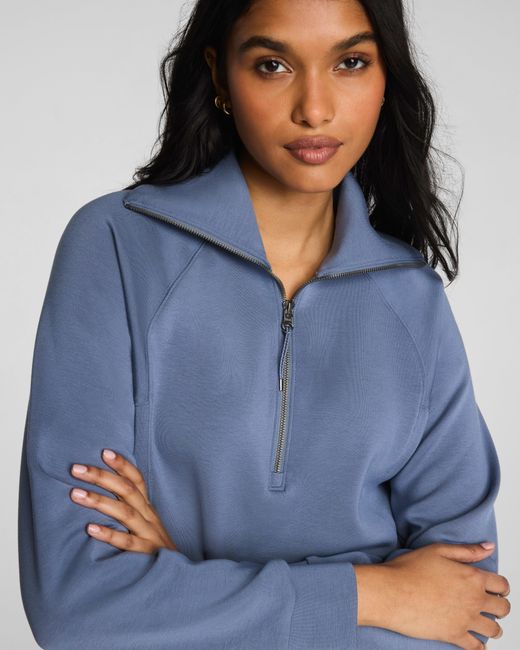 Spanx Blue Airessentials Half Zip Top