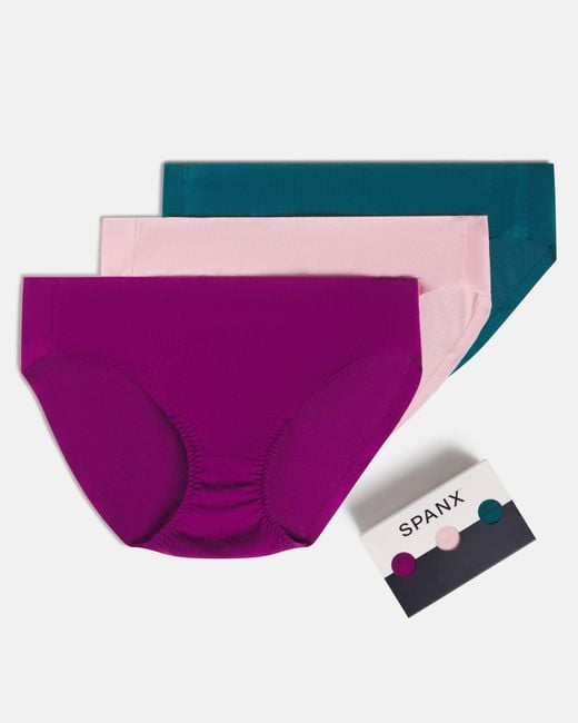 Spanx Purple Smooth Fit-To-You Supima Cotton Bikini 3-Pack