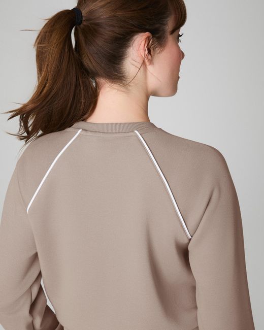 Spanx Brown Airessentials Pique Long Sleeve Crewneck Top