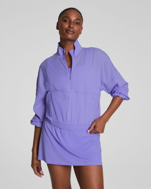 Spanx Purple Get Moving Textured Half Zip Top