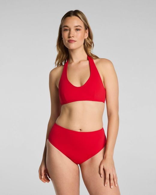 Spanx Red Shape Swim Halter Bikini Top