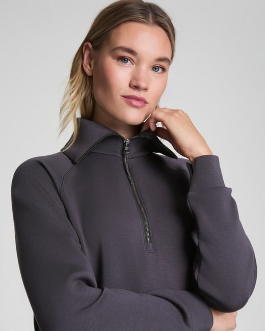 Spanx Blue Airessentials Half Zip Top