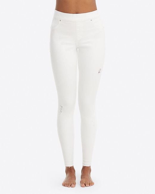 spanx distressed skinny jeans white