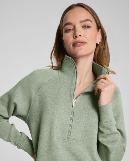 Spanx Green Airessentials Half Zip Top Tunic