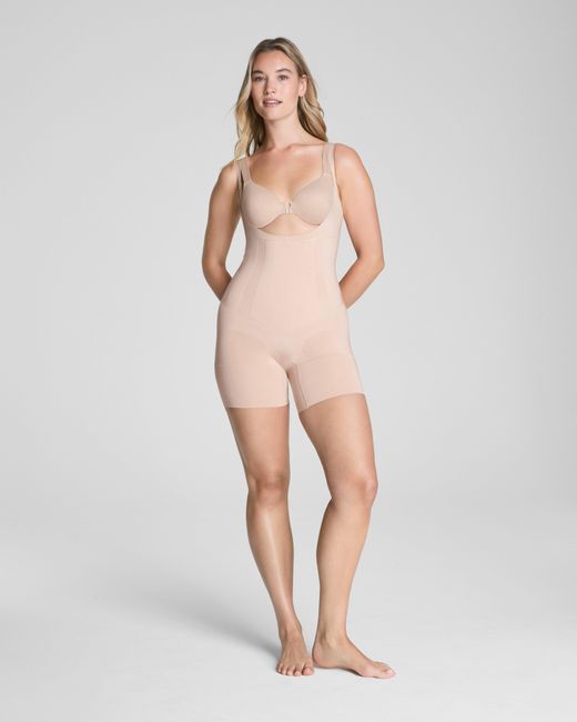 Spanx Natural Sculpt Oncore Open-Bust Mid-Thigh Bodysuit
