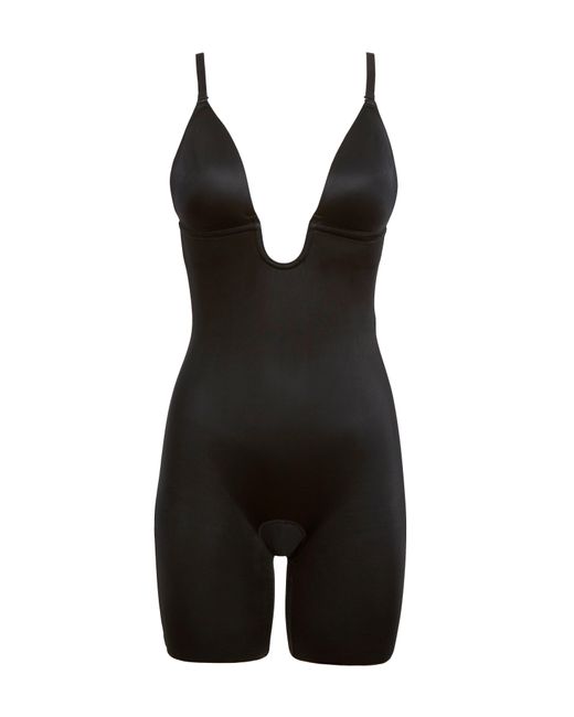 Spanx Suit Your Fancy Plunge Low-back Mid-thigh Bodysuit in Black - Lyst