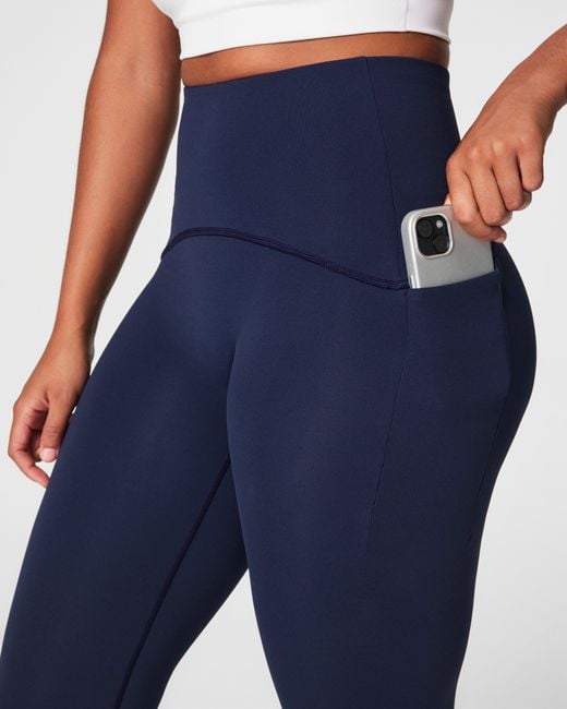 Spanx Blue Shape Booty Boost Side Pocket Leggings
