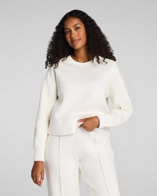 Spanx White Airessentials Luxe Crewneck Long Sleeve Top
