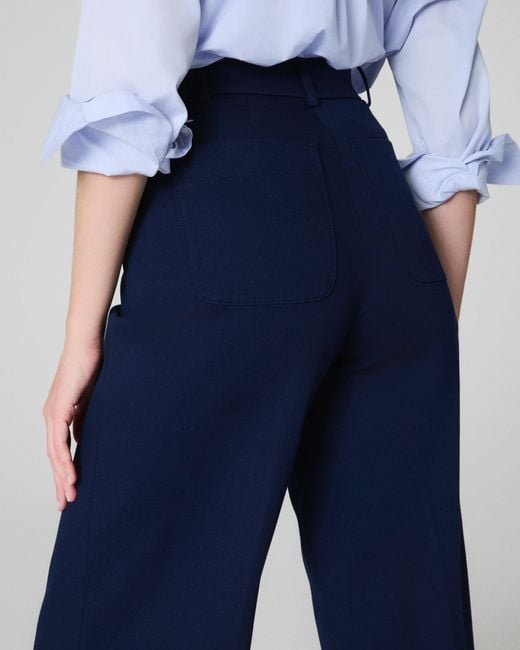 Spanx Blue Supersmooth Stretch Twill Wide Leg Pants