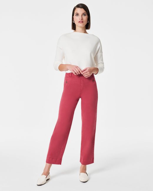 Spanx Red Stretch Twill Cropped Pant