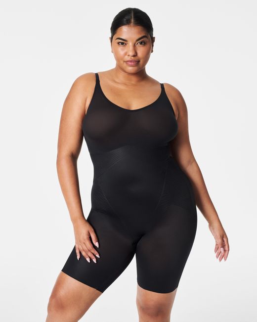 Spanx Black Invisible Shaping Mid-thigh Bodysuit
