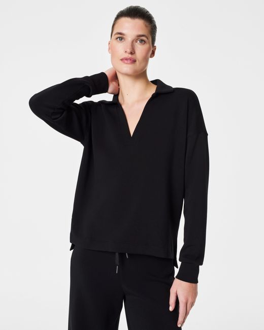 Spanx Black Airessentials Polo Top