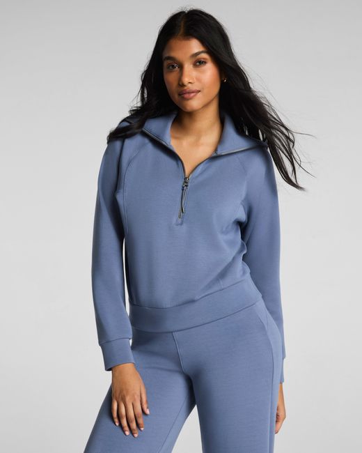 Spanx Blue Airessentials Half Zip Top