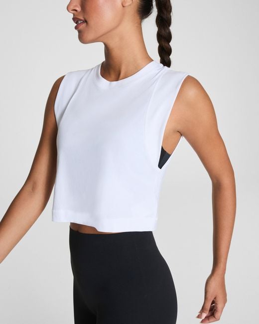 Spanx White Boostup Cropped Tank Top