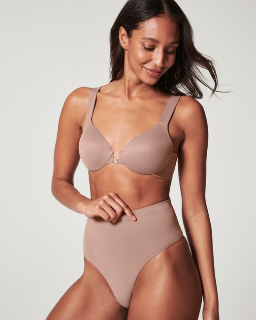 Spanx Ecocare Seamless Shaping Thong in Brown | Lyst