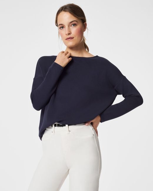 Spanx Blue Airessentials Boat Neck Top