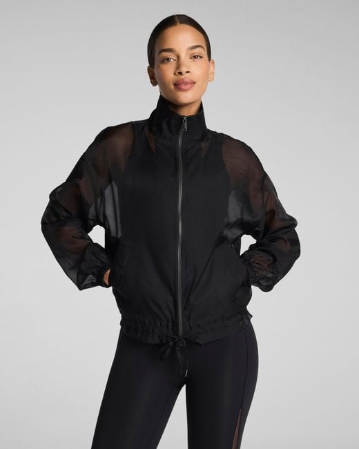 Spanx Black Bodyline Sheerious Full Zip Jacket