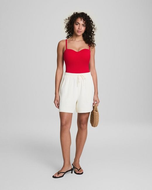 Spanx Red Shape Swim Convertible Pique Bandeau One-Piece