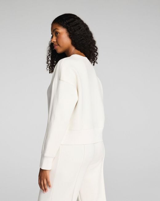 Spanx White Airessentials Luxe Crewneck Long Sleeve Top