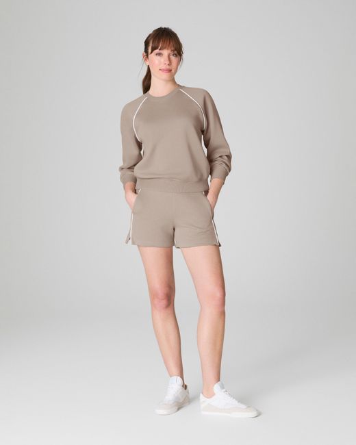 Spanx Brown Airessentials Pique Long Sleeve Crewneck Top