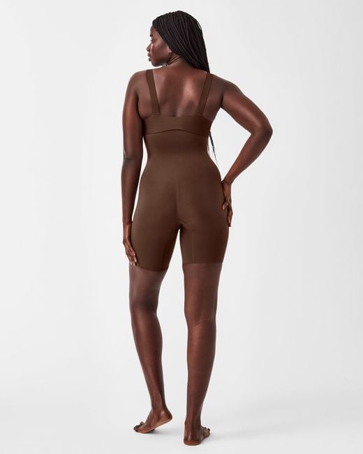 Spanx Brown Seamless Power Sculpting High-waisted Mid-thigh Short