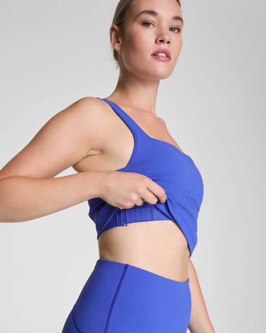 Spanx Blue Get Moving Square Neck Shelf Tank Top