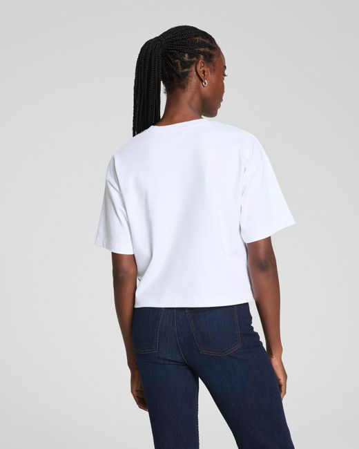 Spanx White Cotton Cropped T-Shirt
