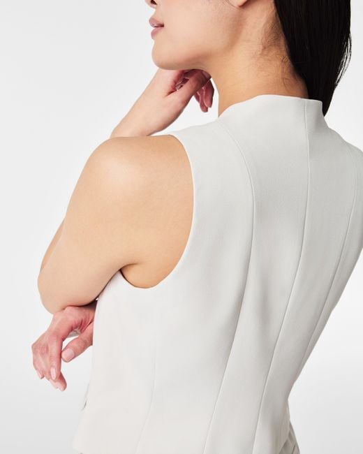 Spanx White Carefree Crepe Vest Top With No-show Coverage