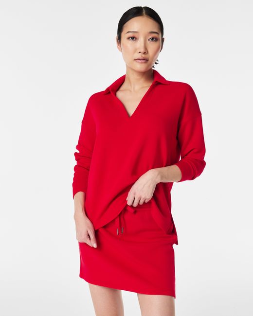 Spanx Red Airessentials Polo Top