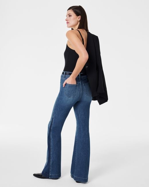 Spanx Blue Flare Jeans, Mixed Wash