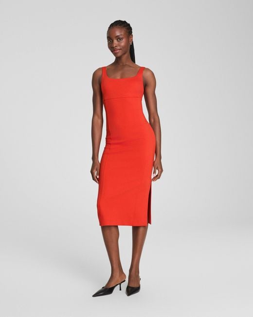 ruffle bandeau midi dress Nevali Bandeau Ruffle Detail Maxi Dress in Red