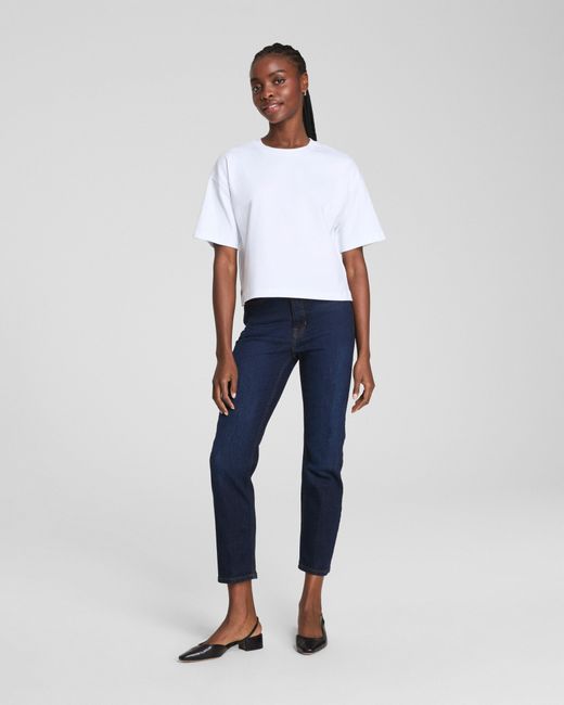 Spanx White Cotton Cropped T-Shirt
