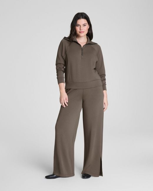 Spanx Brown Airessentials Half Zip Top