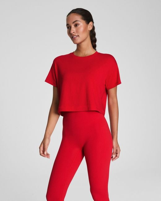 Spanx Red Outpace Cropped T-Shirt
