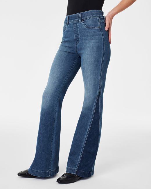 Spanx Blue Flare Jeans, Mixed Wash