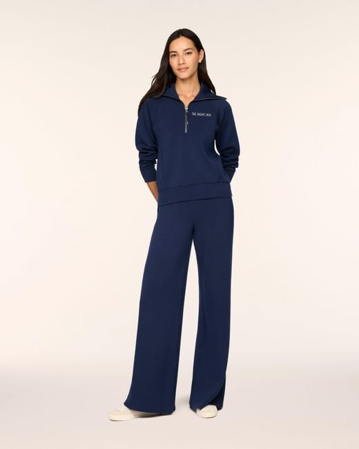 Spanx Blue Airessentials Getaway Collection Half Zip Top